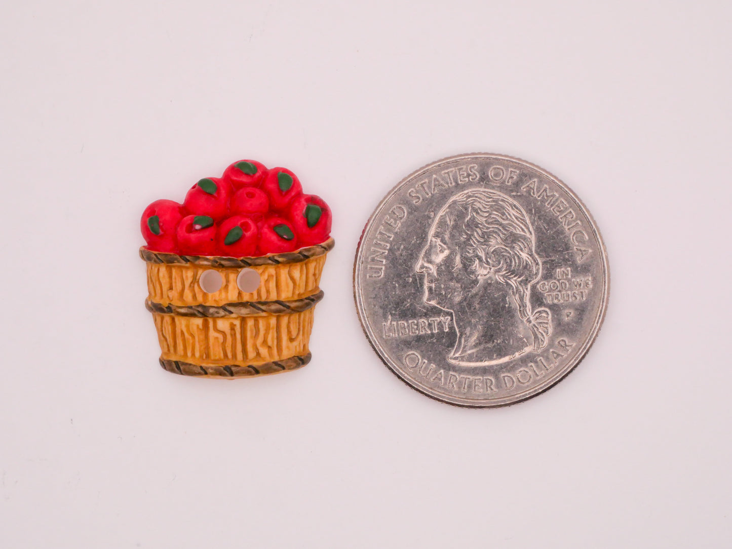 Apple Bushel Vintage Hand-Painted Plastic Button 18x21mm