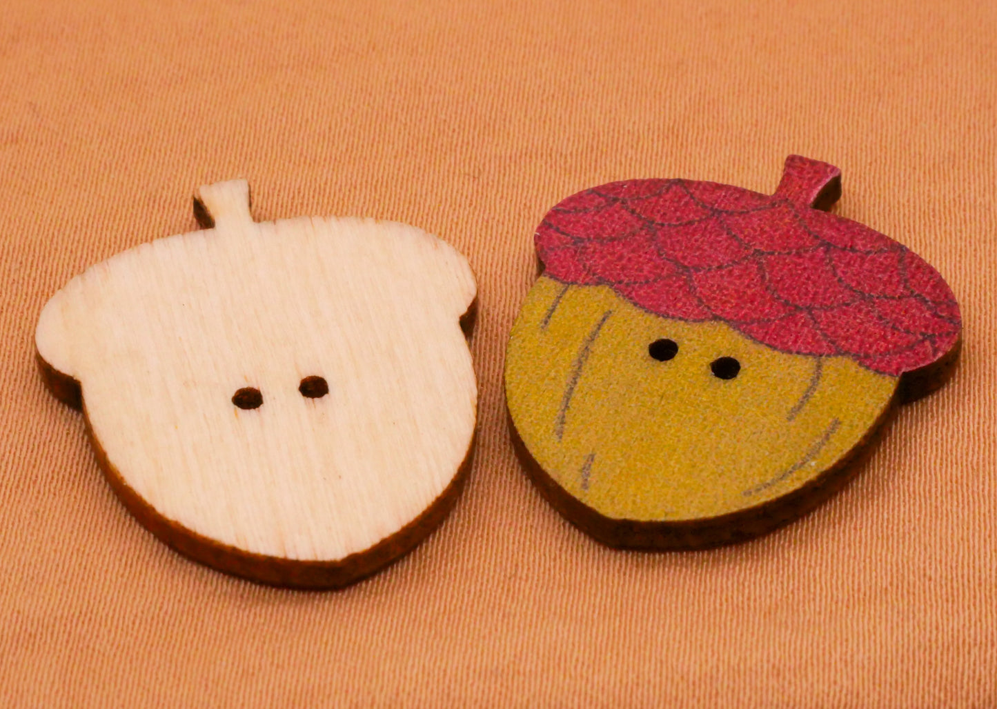Acorn Fall Colors Wood Set of Ten Buttons 23x27mm