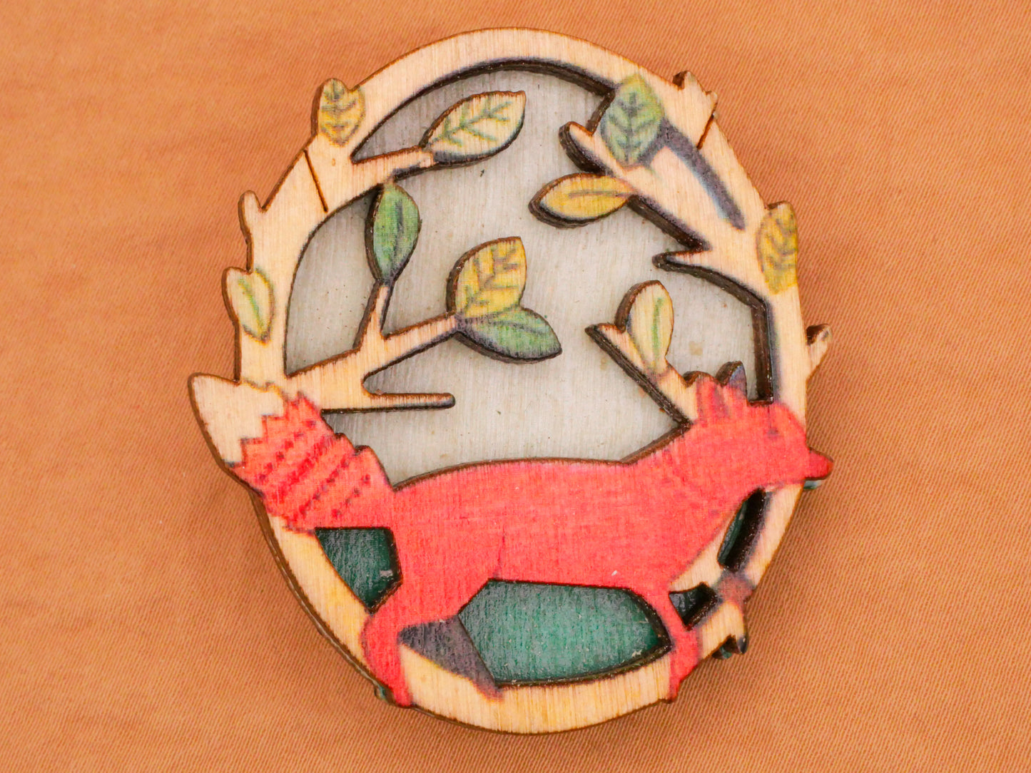 Fox Deer Squirrel Layered Laser Cut Wood Large Button Various 40x49mm