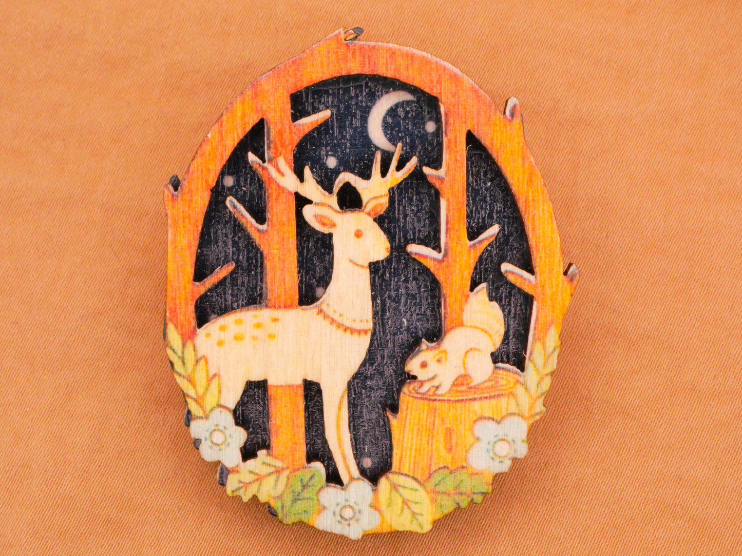 Fox Deer Squirrel Layered Laser Cut Wood Large Button Various 40x49mm