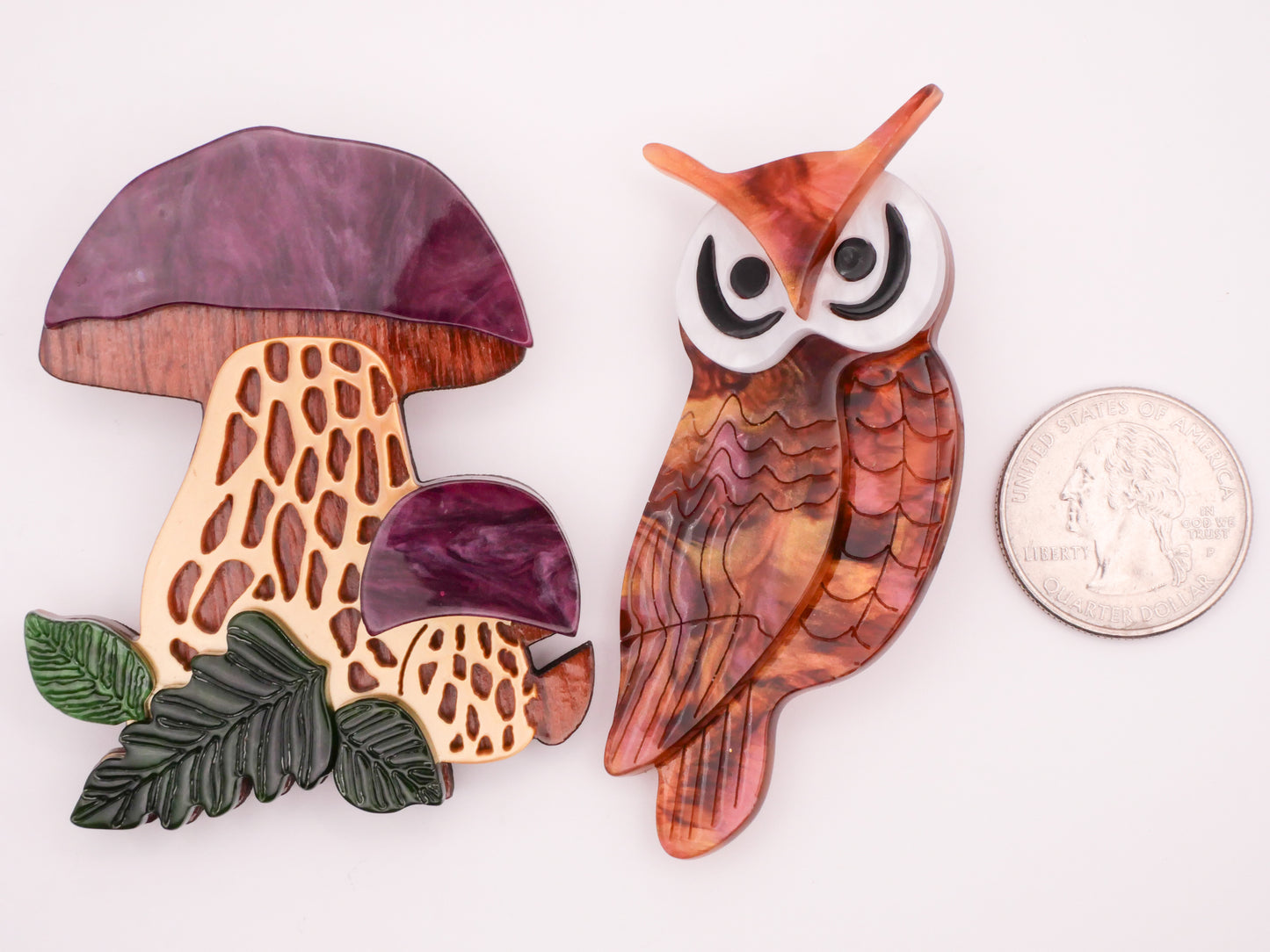 Mushroom Owl Extra-Large Acrylic Plastic Button Various 31-67mm