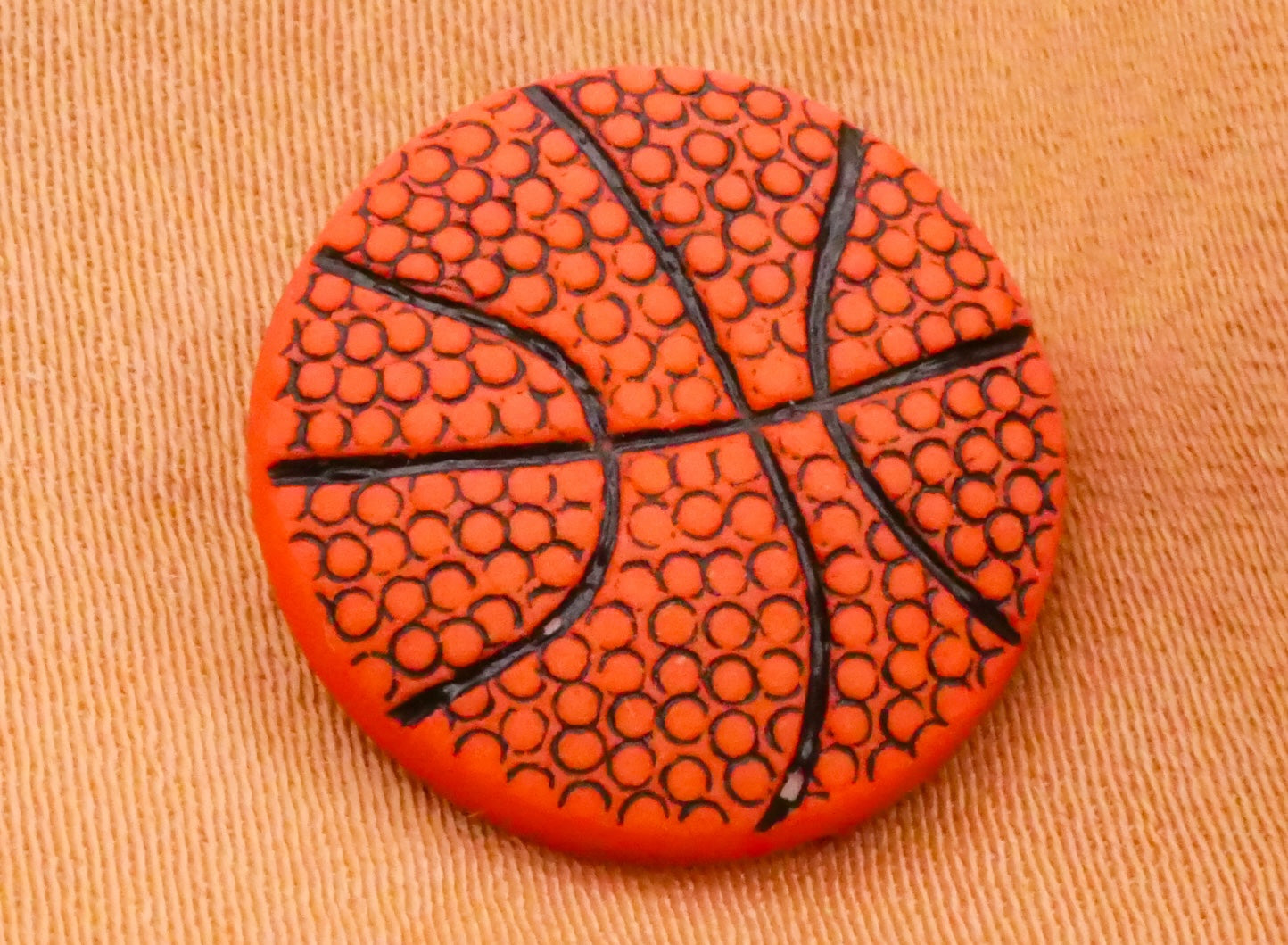 Basketball Realistic Texture Plastic Pair of Buttons 15mm