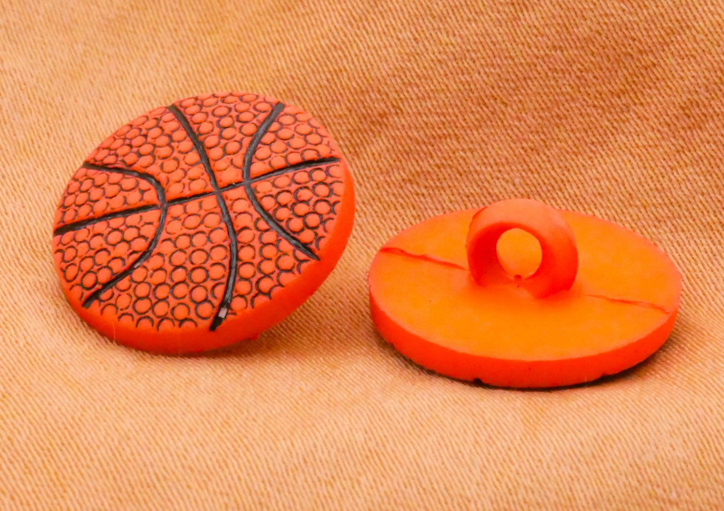 Basketball Realistic Texture Plastic Pair of Buttons 15mm