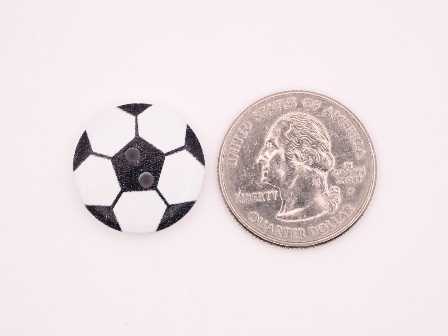 Soccer Ball Colorful Wood Set of Ten Buttons 20mm