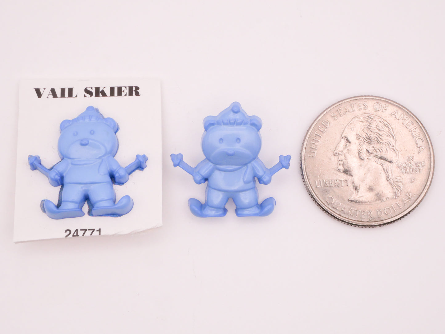 Ski Skiing Bear Baby Blue JHB Plastic Button Various 21x22mm