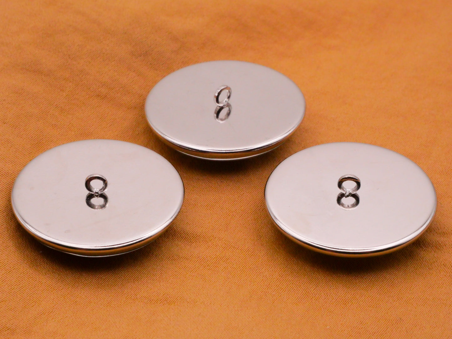 Plate Designs Blue Floral Glass Dome Silver Metal Set of Three Buttons 27mm