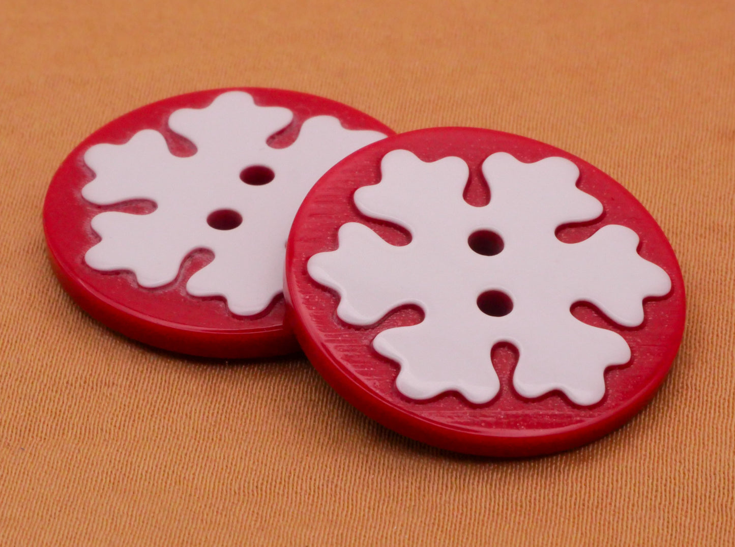 Snowflake Pine Christmas Tree Red Plastic Pair of Buttons Various 25mm