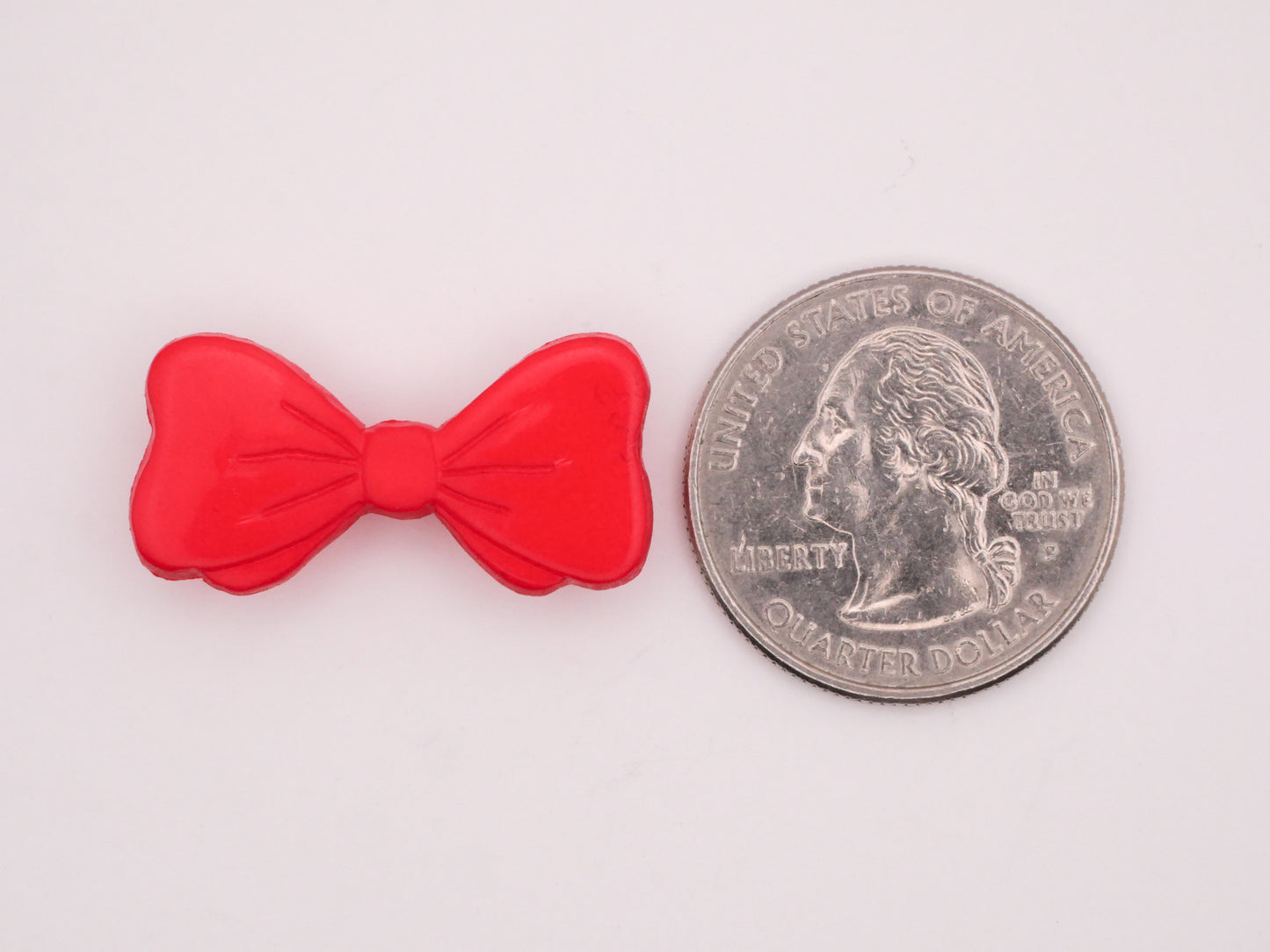 Bow Red Vintage Plastic Pair of Buttons 14x28mm
