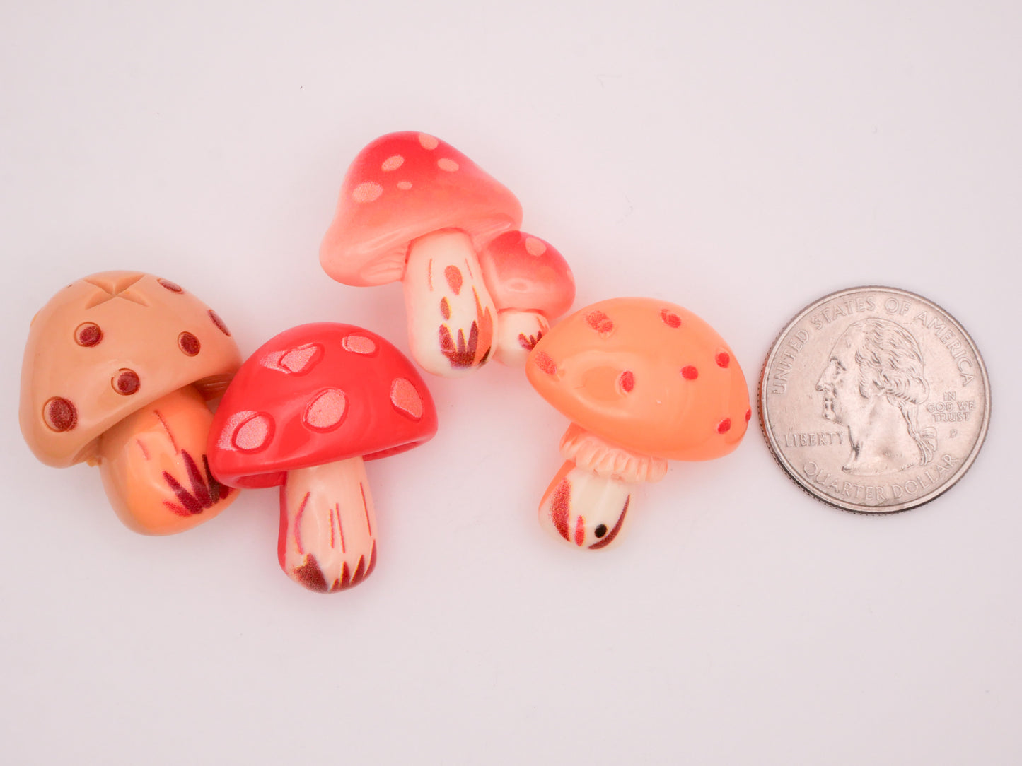Mushroom Spots Warm Color Plastic Set of Four Buttons 24-28mm