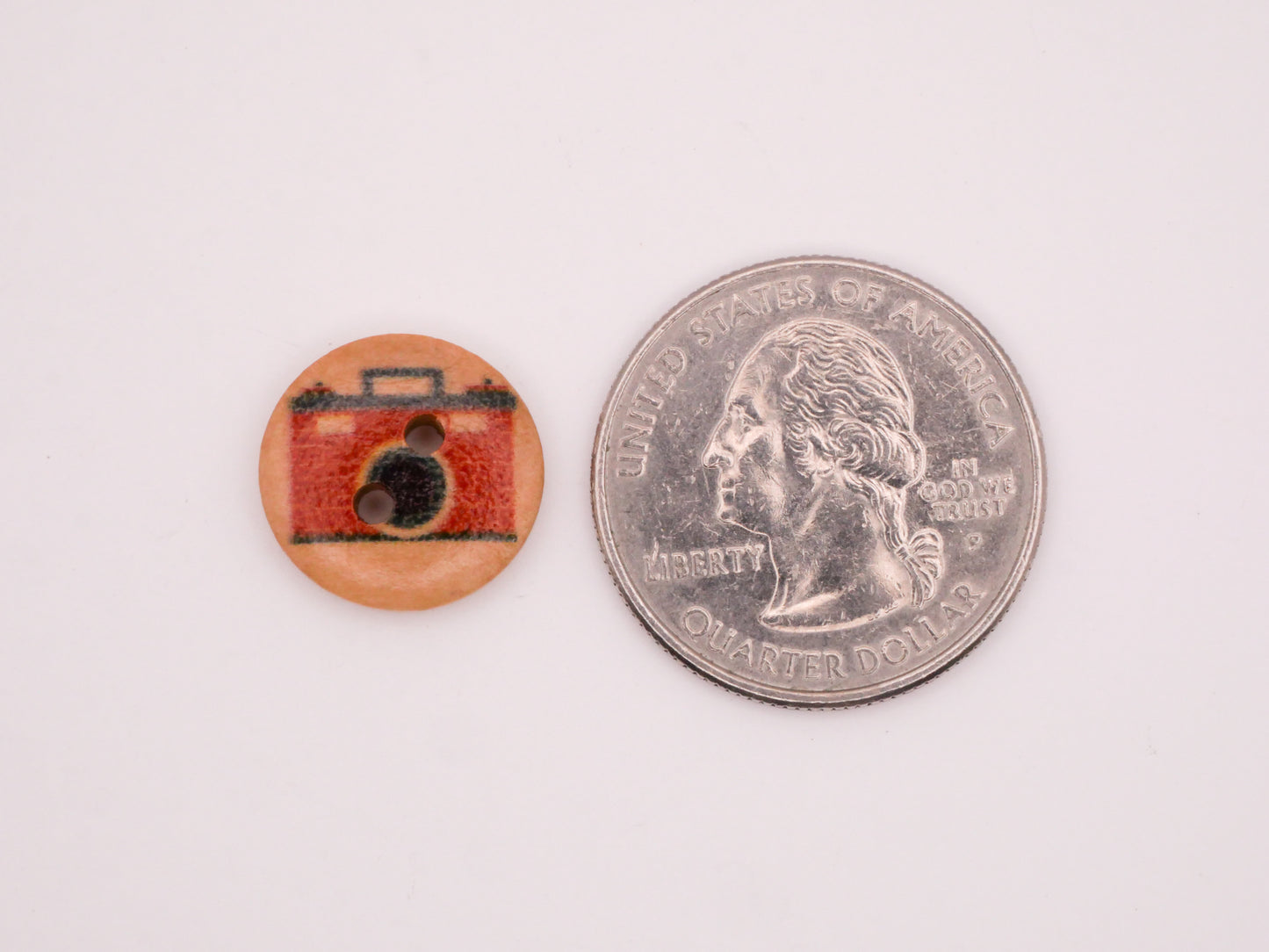 Camera Retro Wood Set of Ten Buttons 15mm