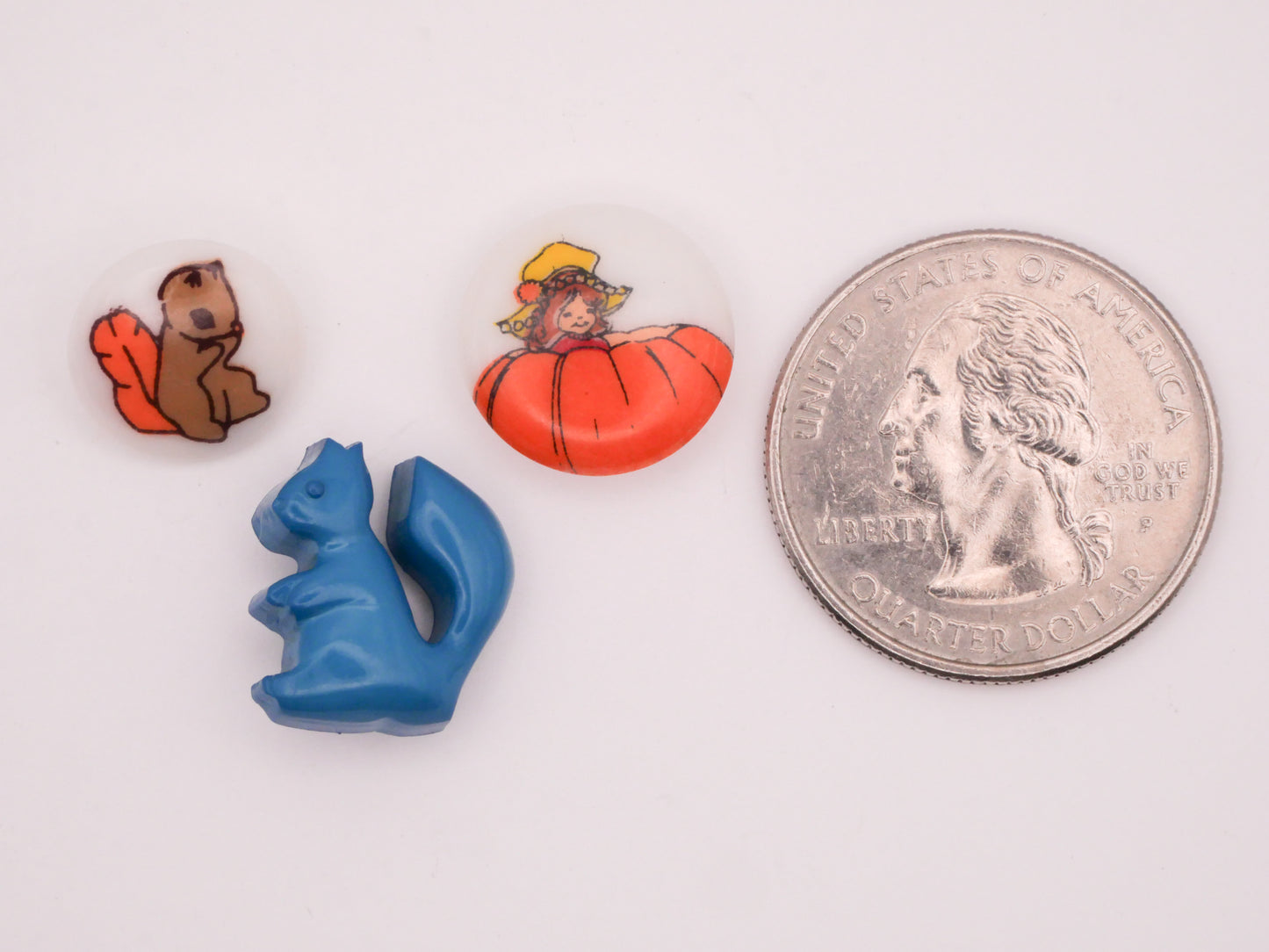 Squirrel Pumpkin Girl Plastic Button Various 13-15mm