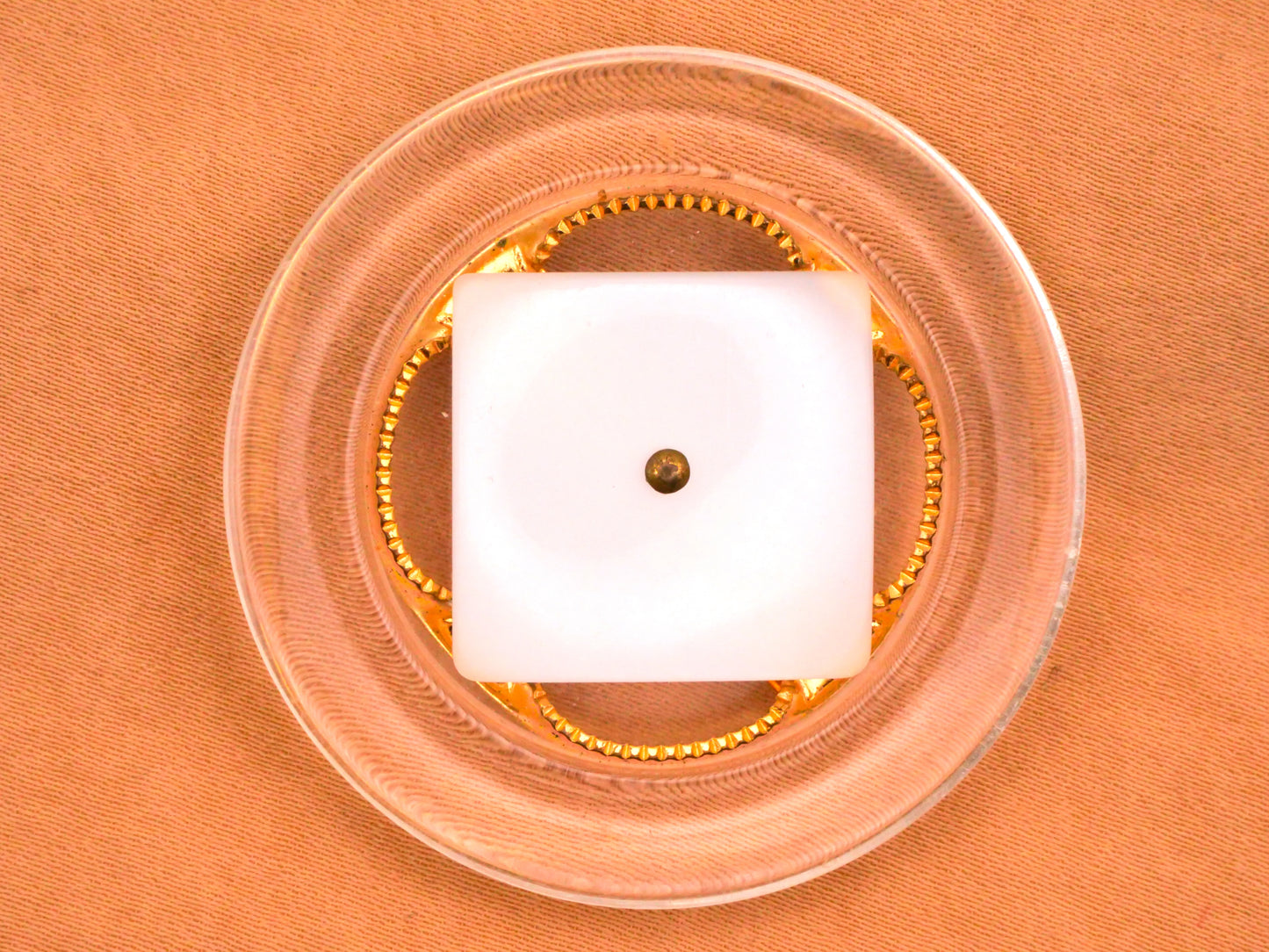 Lucite Brass Pearlized Square Large Vintage Button 43mm