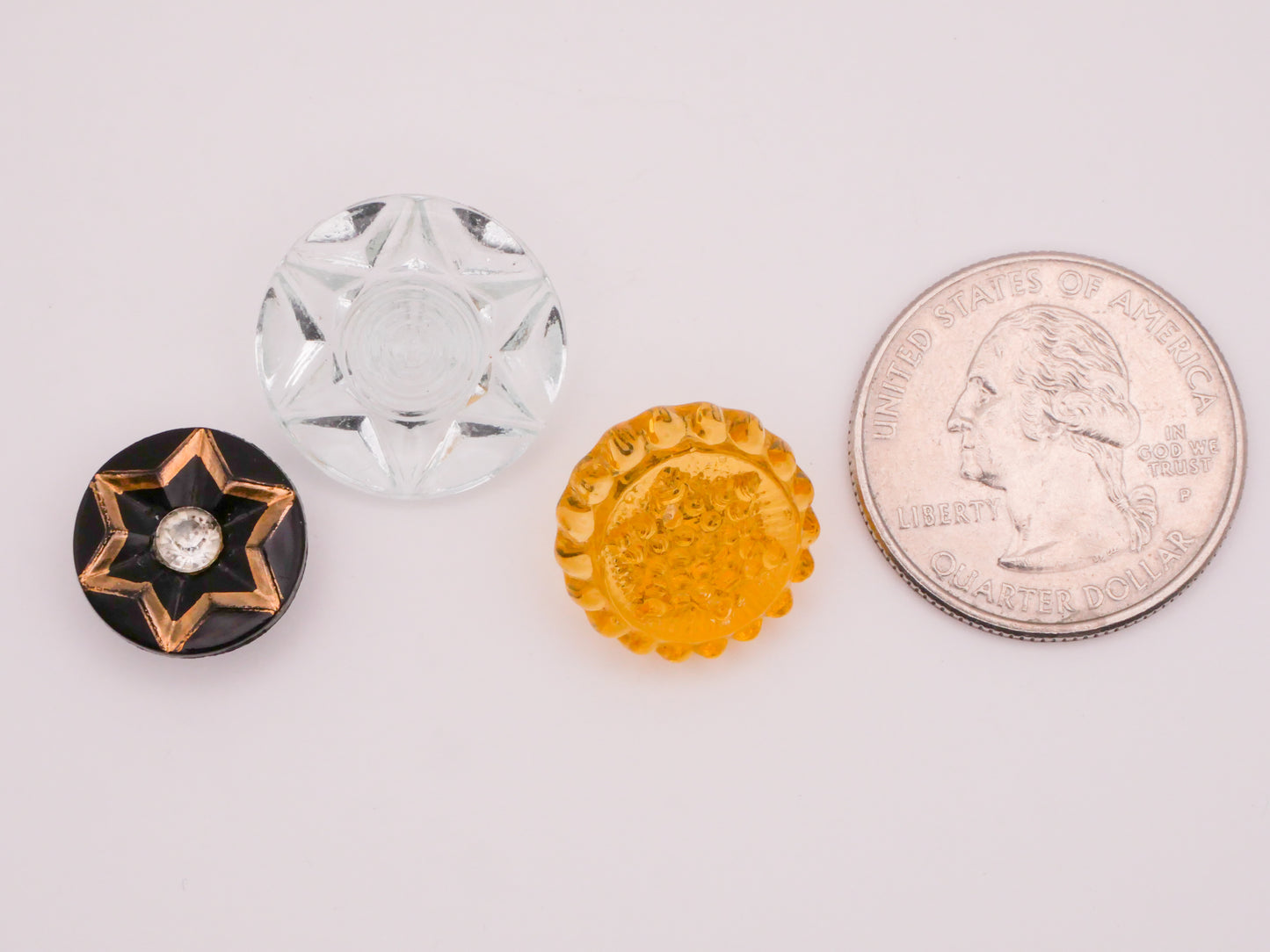 Star Six Point Star of David Glass Button Various 16-19mm