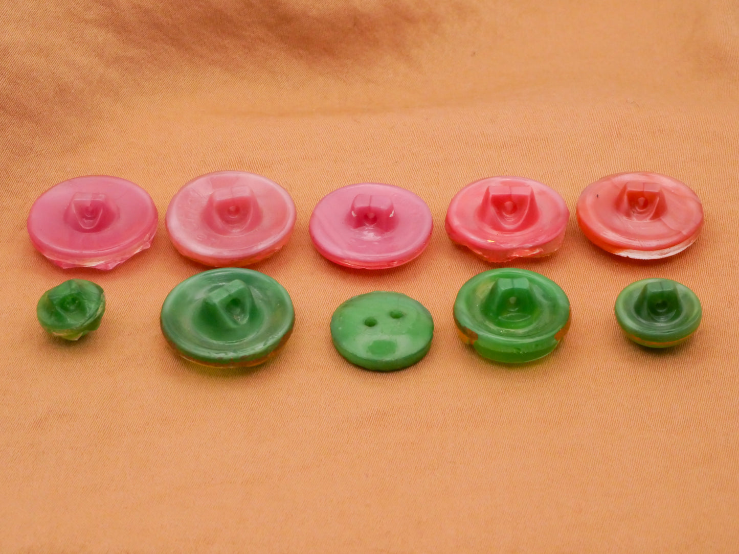 Moonglow Pink Green Vintage Glass Button Various 9-18mm