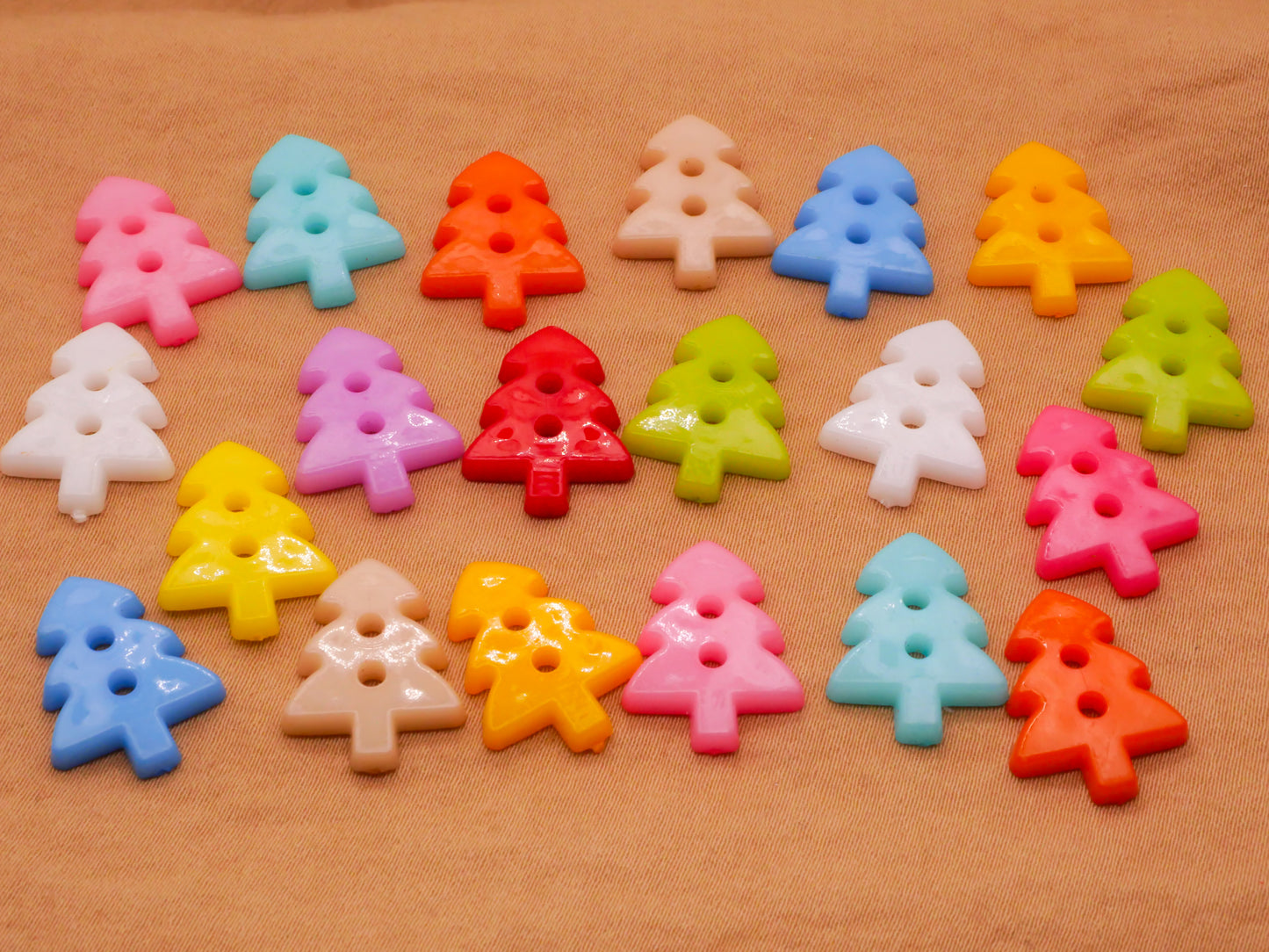 Tree Colorful Bright Plastic Set of Twenty Buttons 13x17mm
