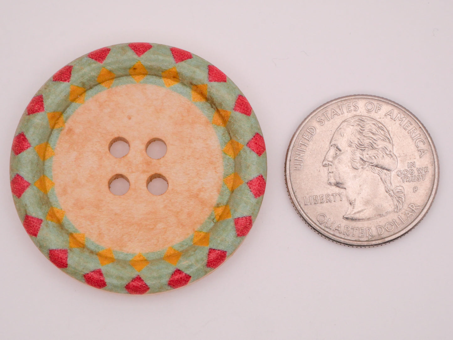 Checkerboard Edge Multi-Color Wood Large Assorted Set of Four Buttons 40mm