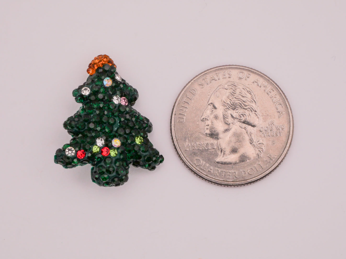 Christmas Tree Rhinestone Encrusted Plastic Button Various 22x26mm