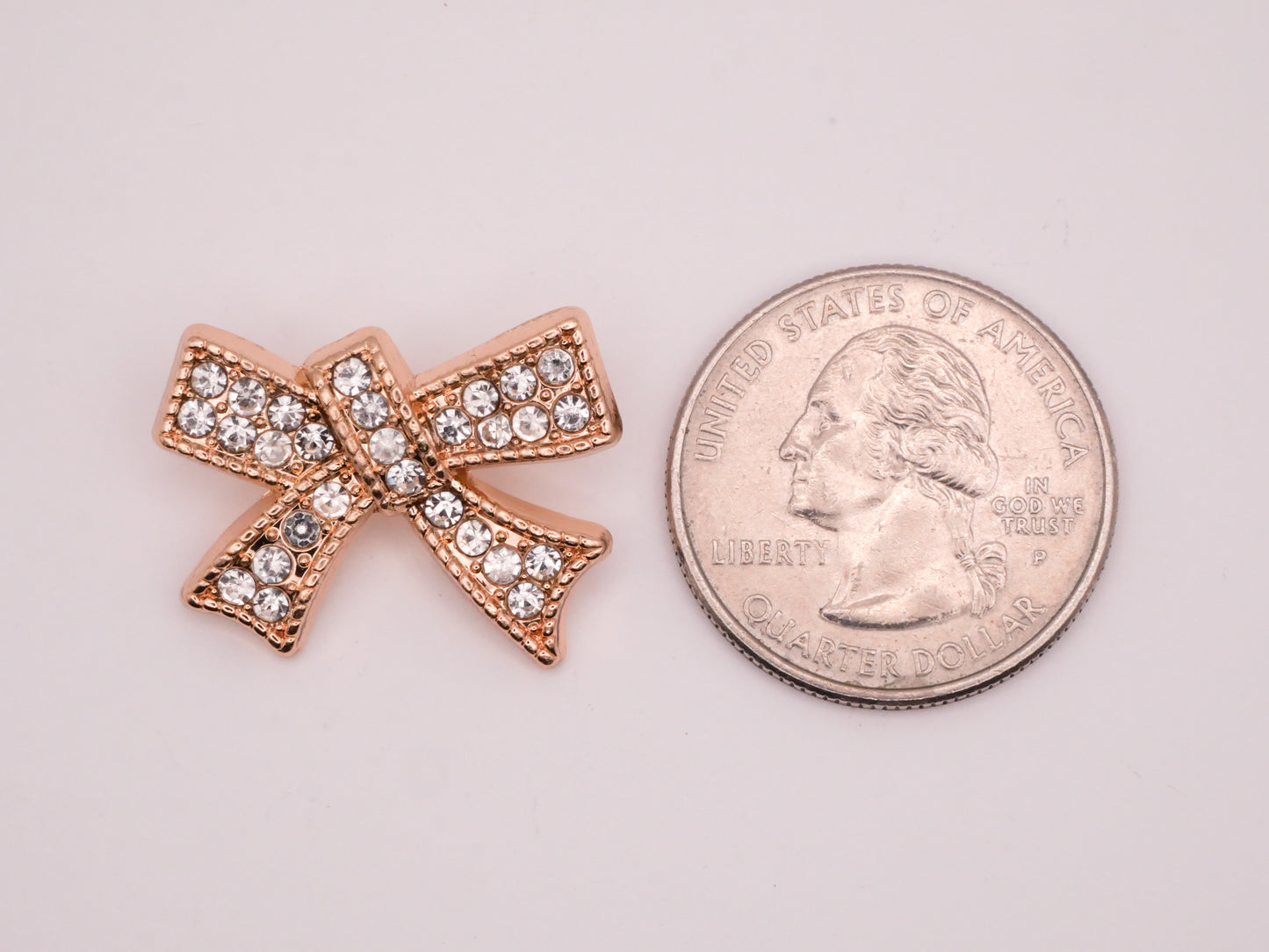 Bow Rhinestone Gold Metal Button 18x25mm