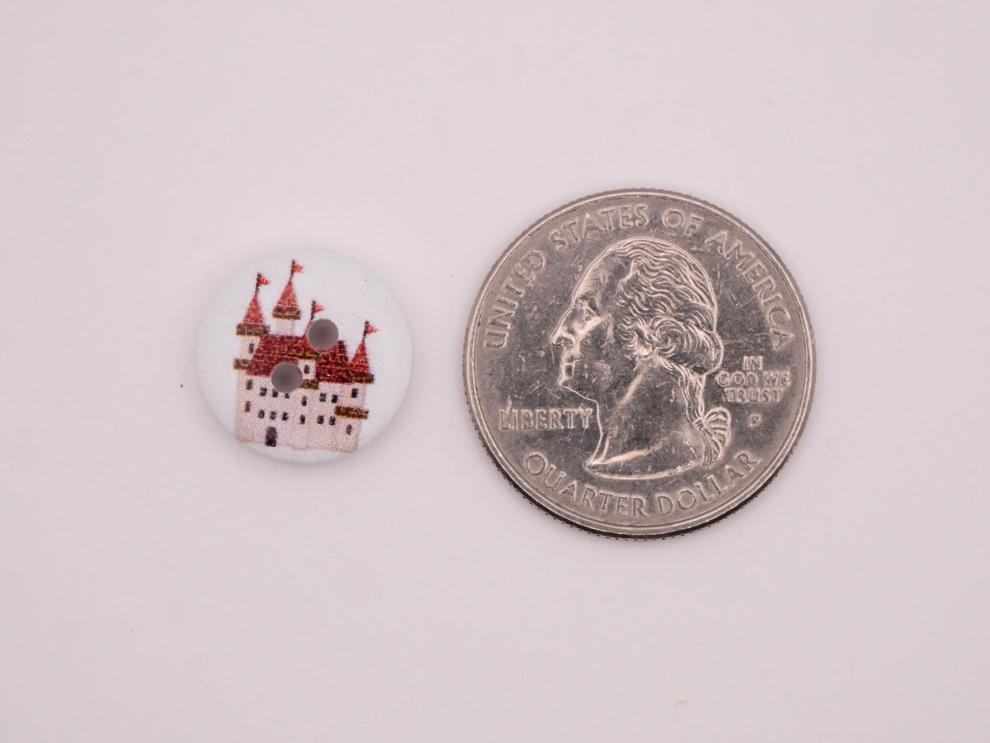 Castle Colorful White Wood Assorted Set of Ten Buttons 15mm