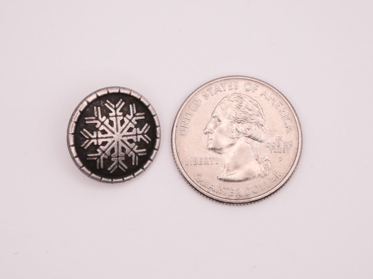Snowflake Norwegian Pewter Metal Button 18mm