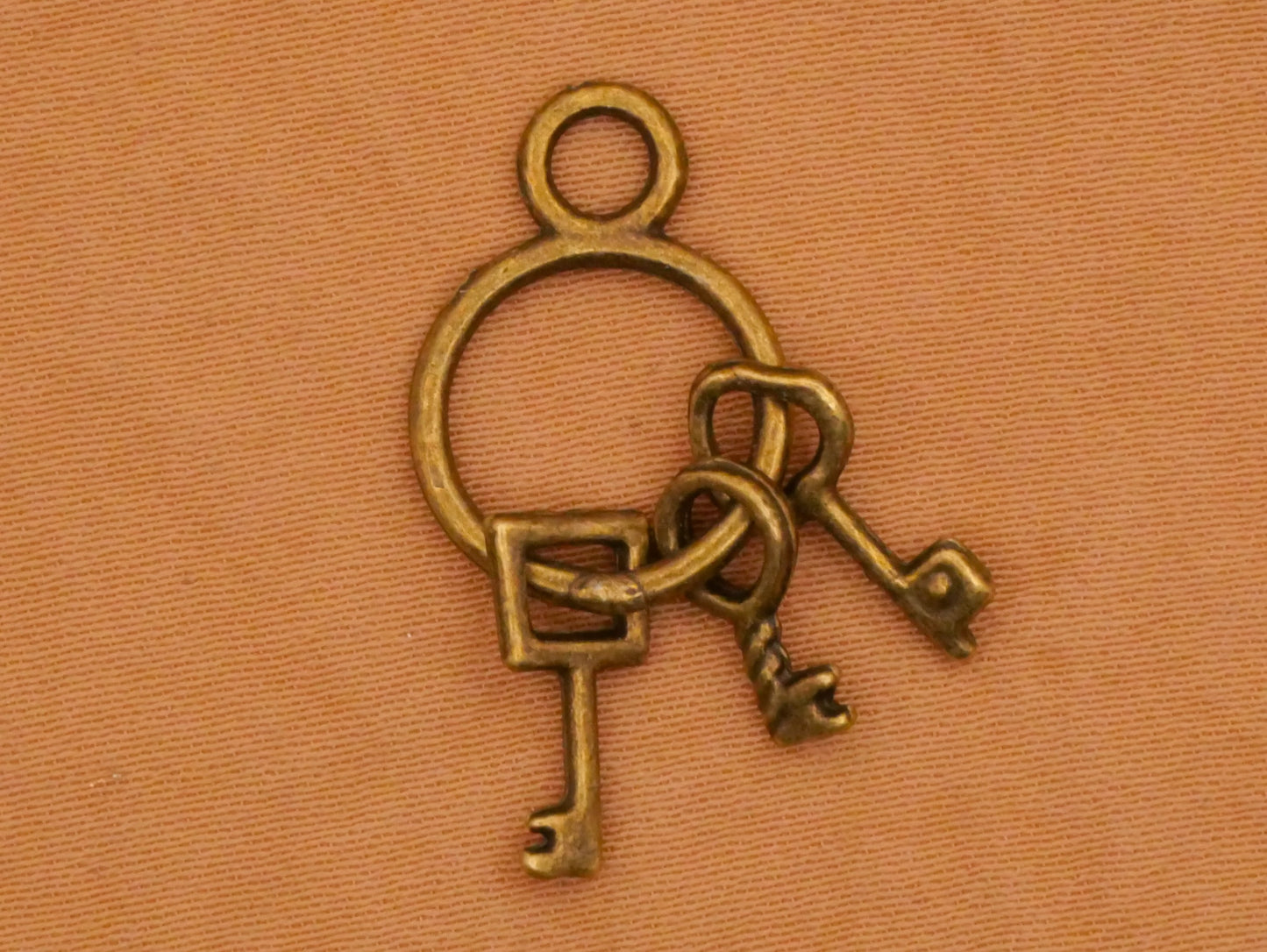 Key Moveable Bronze Metal Set of Five Charms Embellishments 13x26mm