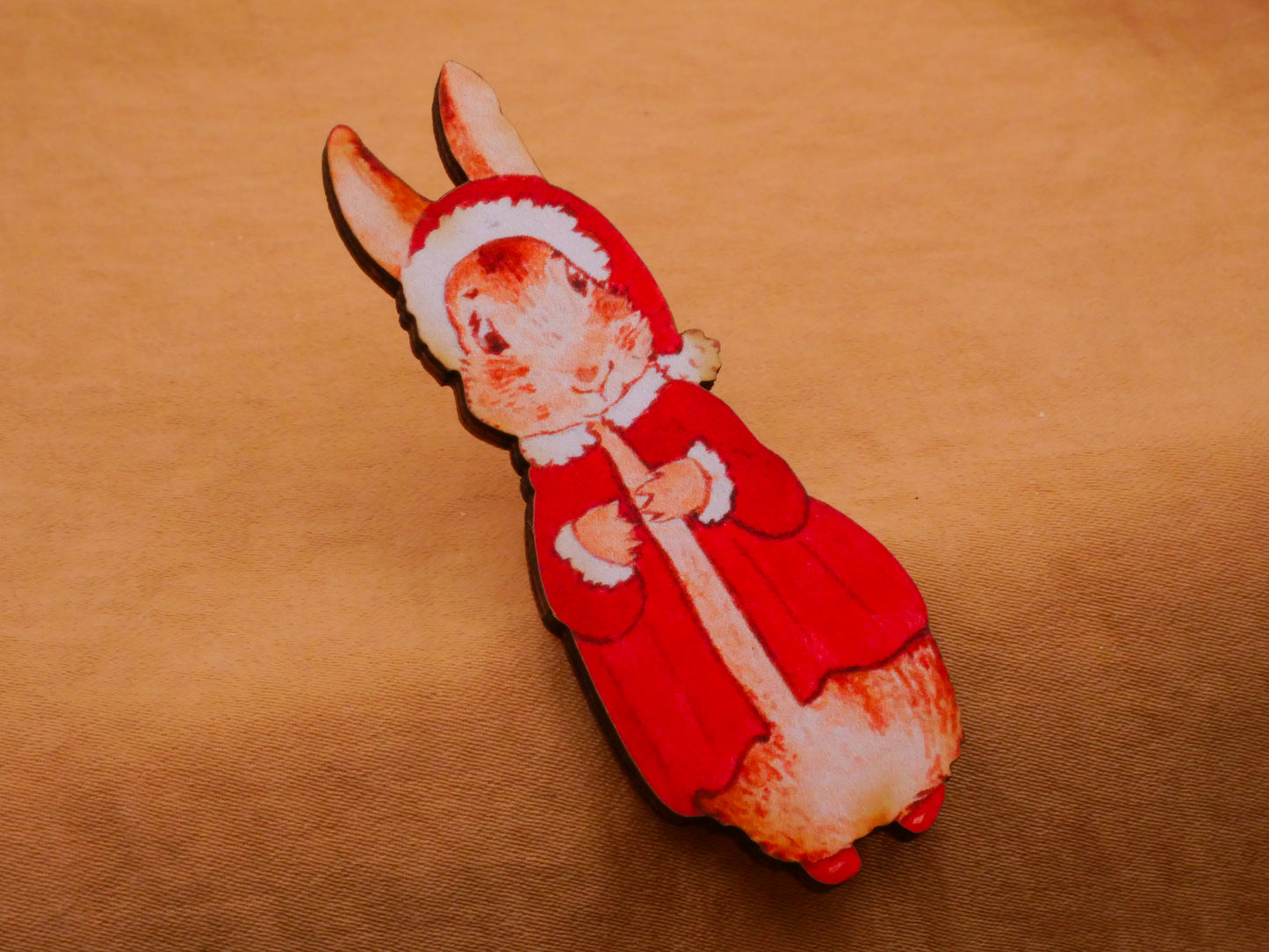 Flopsy Mopsy Cotton-Tail Santa Christmas Beatrix Potter Large Wood Button 23x59mm