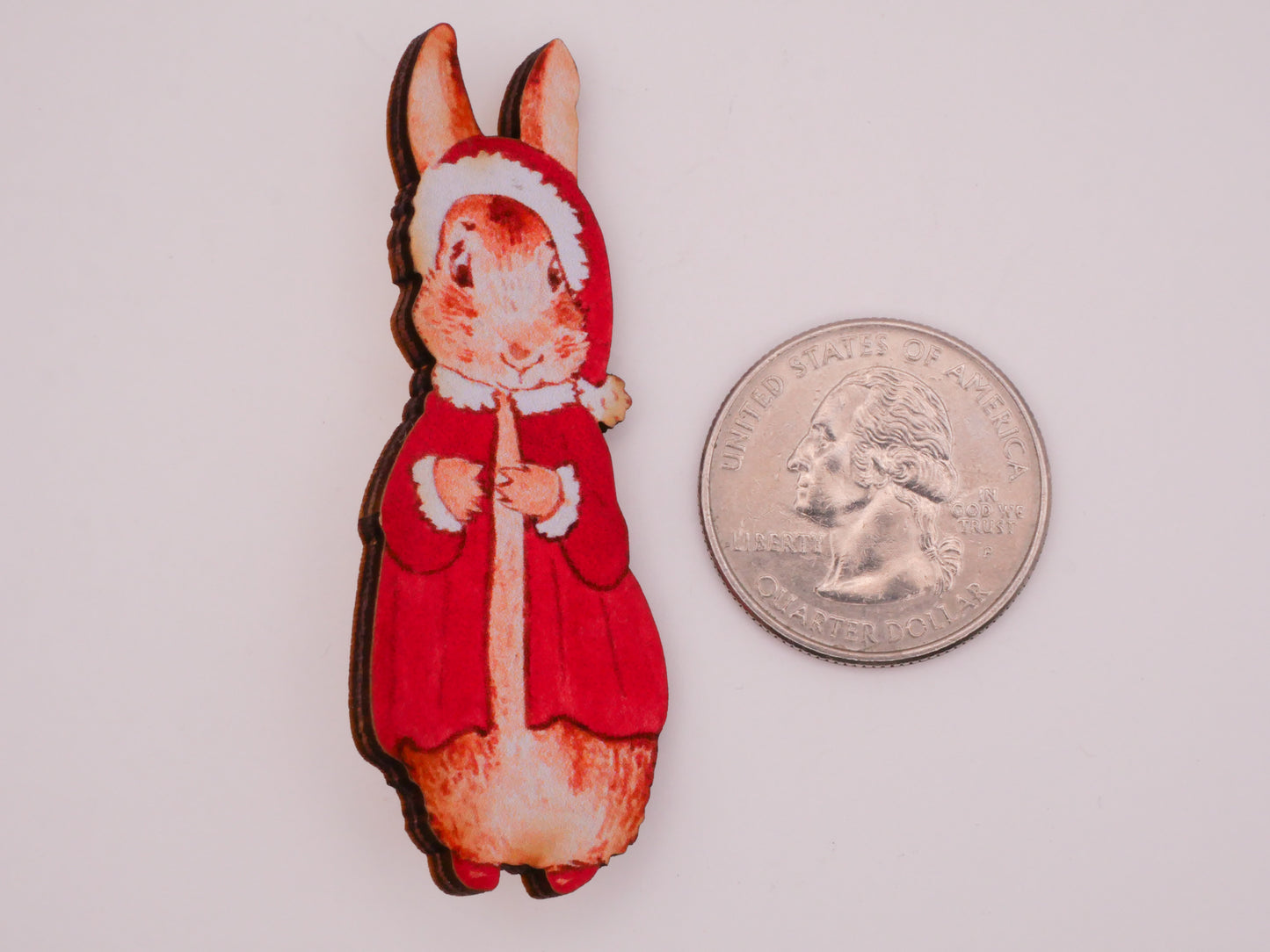Flopsy Mopsy Cotton-Tail Santa Christmas Beatrix Potter Large Wood Button 23x59mm