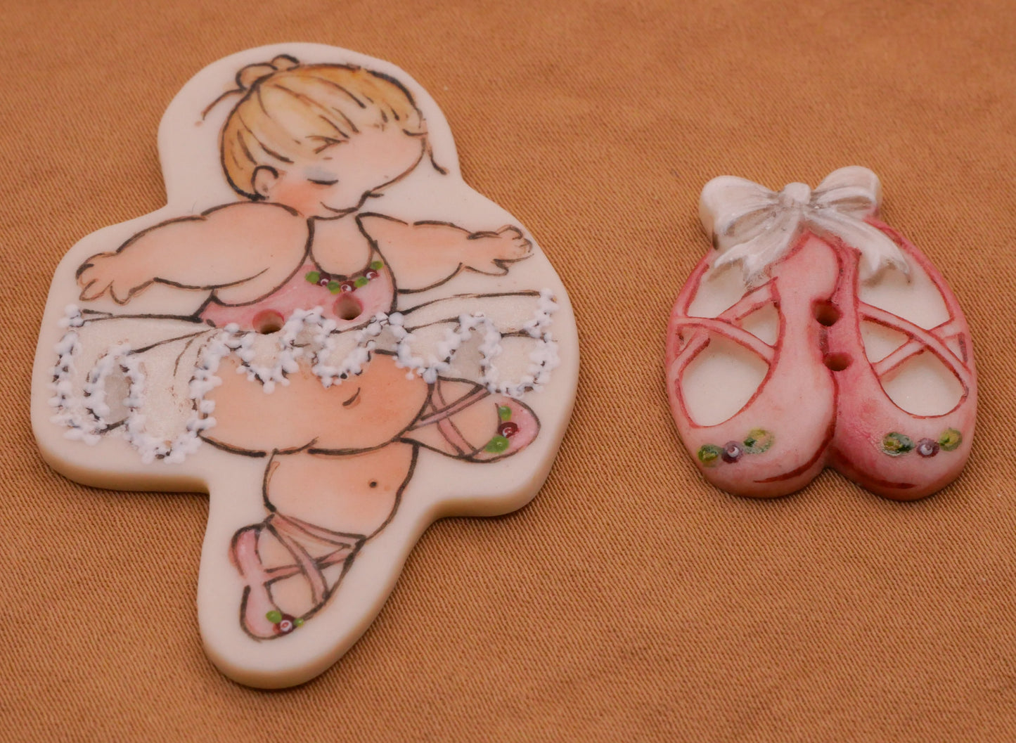 Ballet Ballerina Shoes Hand-Painted Porcelain Ceramic Button Various 20-50mm