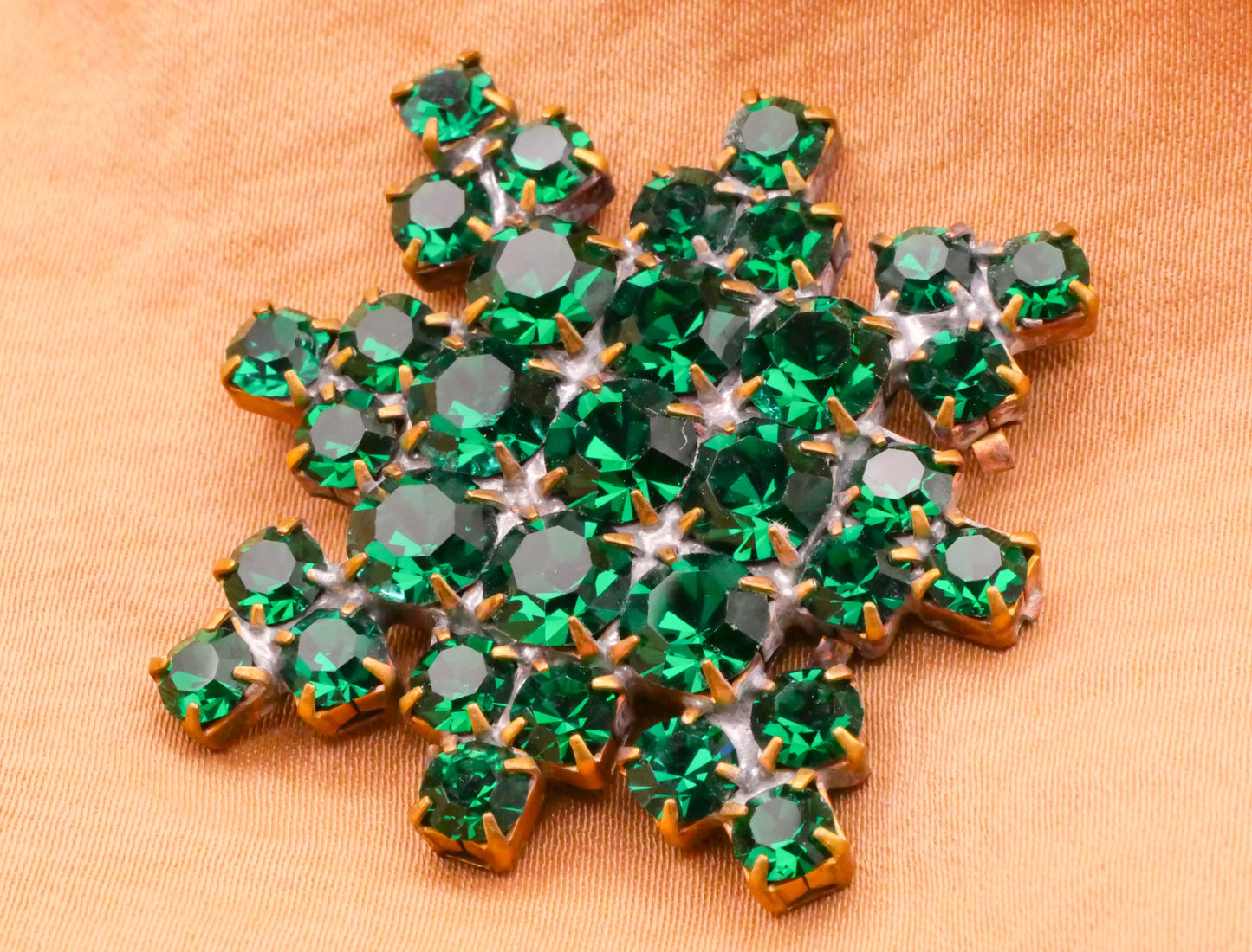 Starburst Emerald Green Czech Rhinestone Glass Metal Large Button Various 31-36mm
