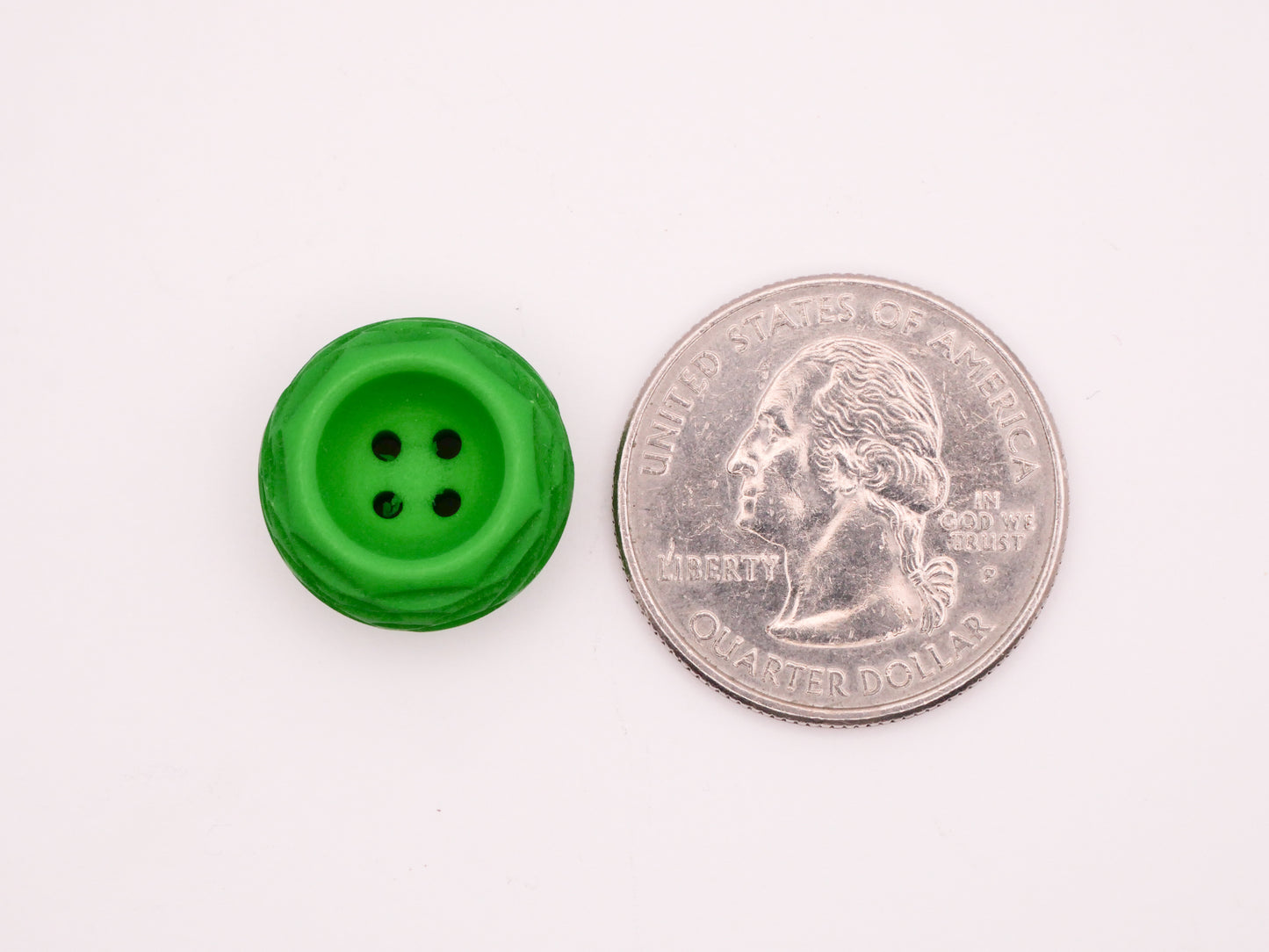 Bright Green Carved Vintage Plastic Set of Three Buttons 16mm