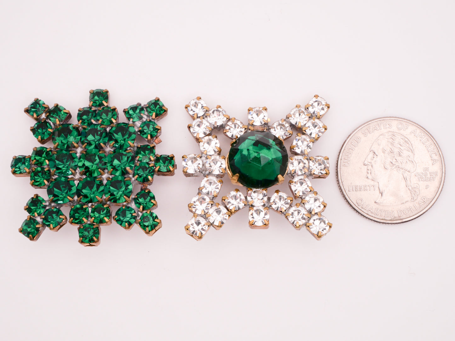 Starburst Emerald Green Czech Rhinestone Glass Metal Large Button Various 31-36mm