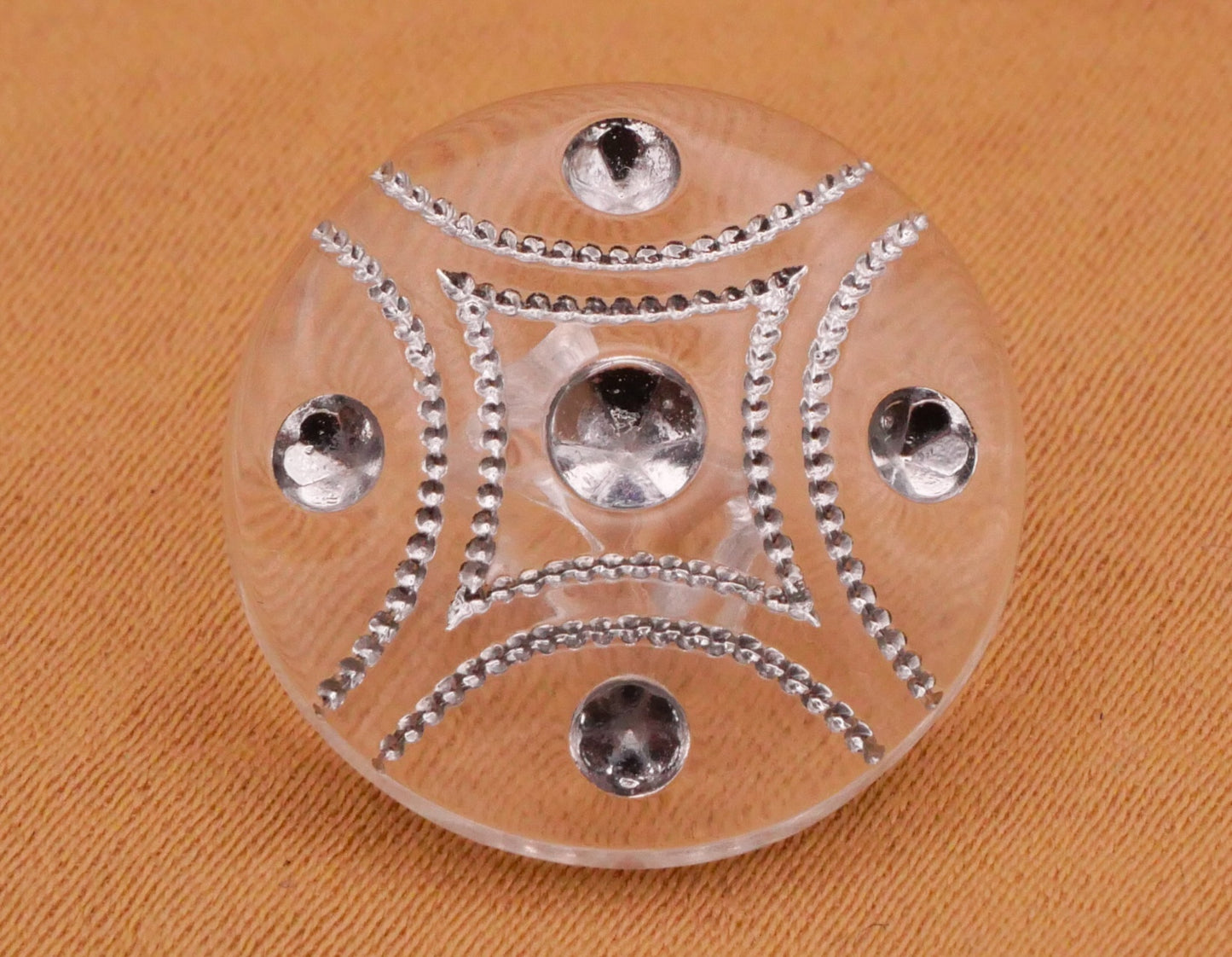 Silver Accent Clear Vintage Plastic Button 18mm