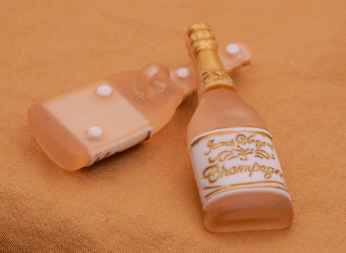 Champagne Bottle Realistic Plastic Set of Three Buttons 13x38mm