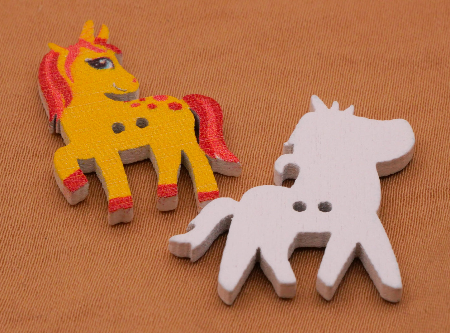 Unicorn Horse Pastel Wood Set of Eight Buttons 18-25mm