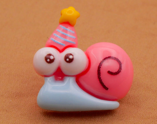 Snail Birthday Party Hat Plastic Button 23x24mm