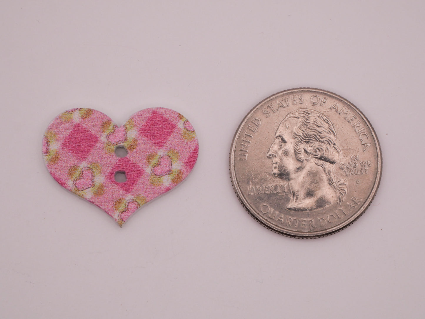 Heart Pink Red Patterns Wood Assorted Set of Twenty Buttons 19x25mm