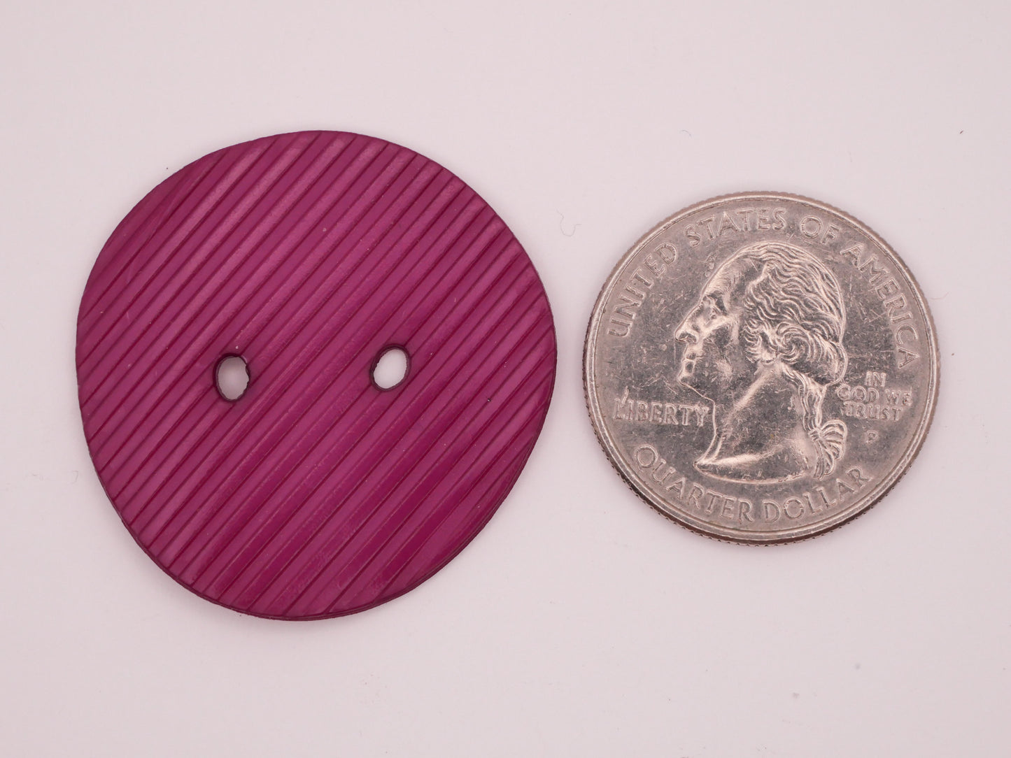 Fuchsia Magenta Pink Ribbed Large Dill Plastic Pair of Buttons 34mm