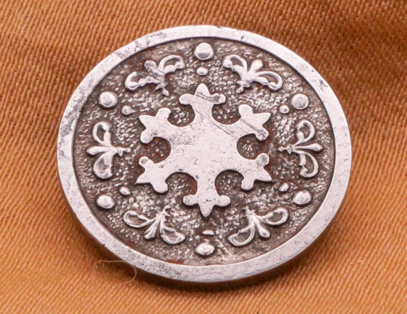 Snowflake Antique Polished Metal Button 16mm