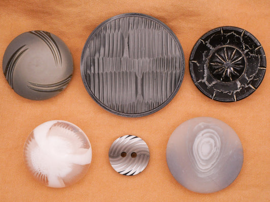 Stormy Grey Gray Vintage Plastic Button Various 15-39mm