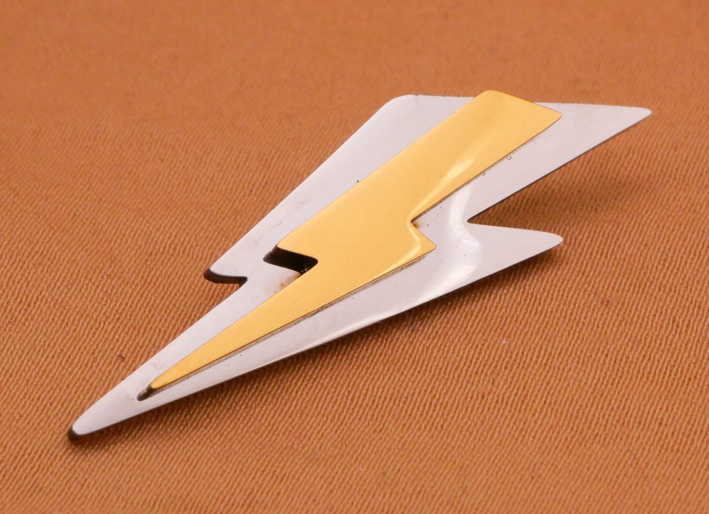 Lightening Bolt Silver Gold Steel Metal Button 12x37mm