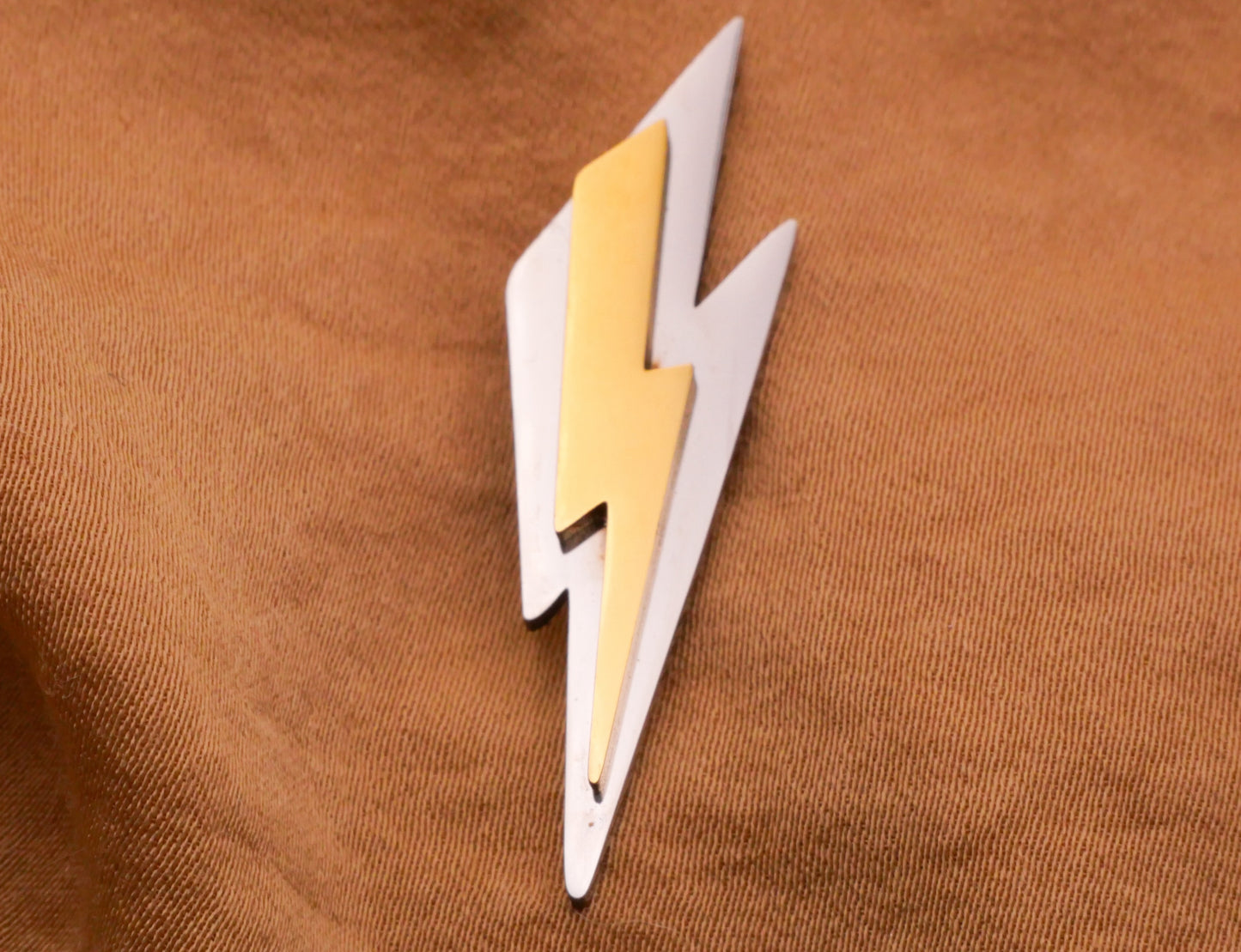 Lightening Bolt Silver Gold Steel Metal Button 12x37mm