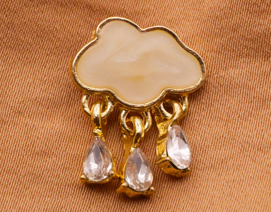 Rain Cloud Moveable Dangling Teardrop Rhinestones Metal Button 15x20mm