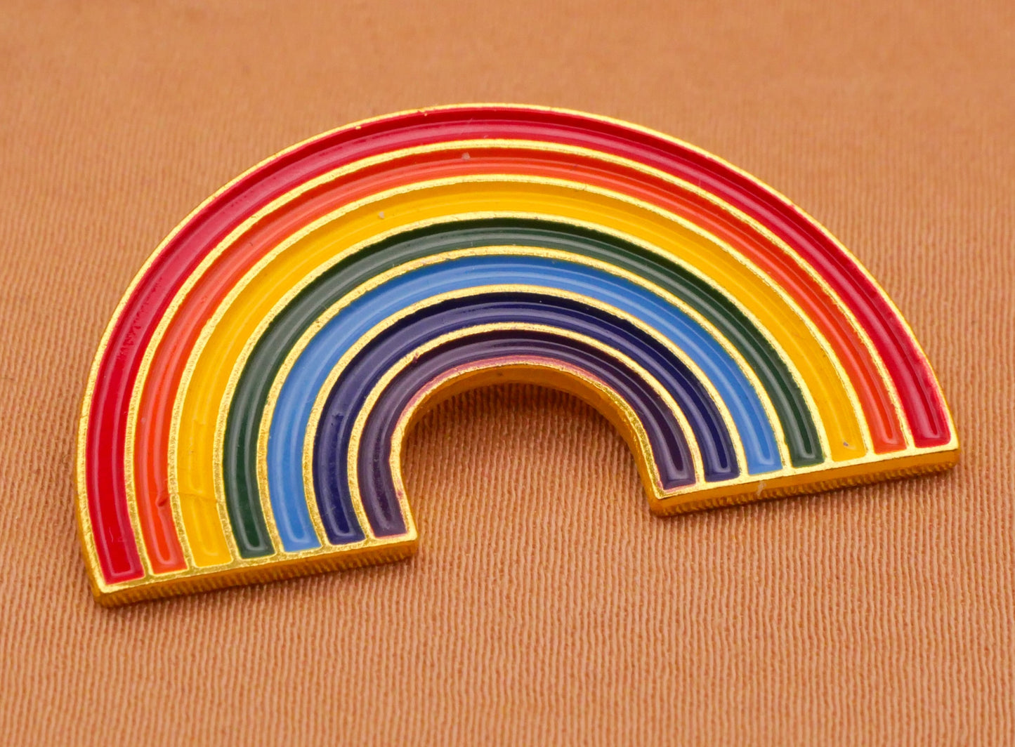 Rainbow Stripes Enamel Metal Button 18x33mm