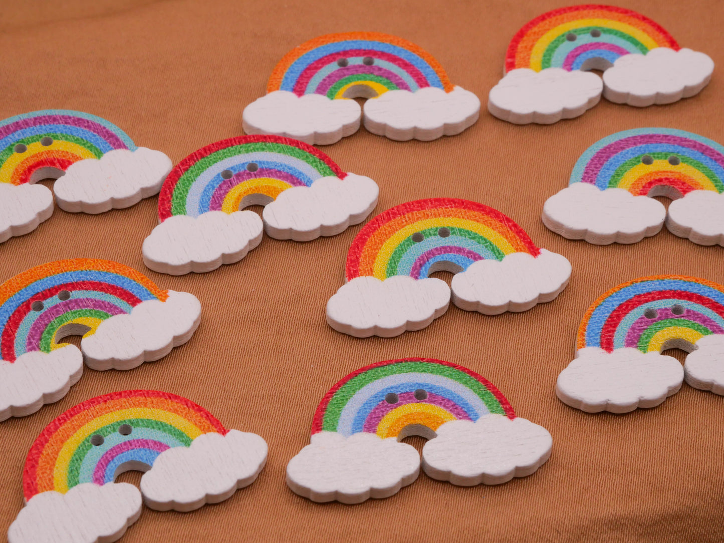 Rainbow Colorful Wood Assorted Set of Ten Buttons 17x30mm