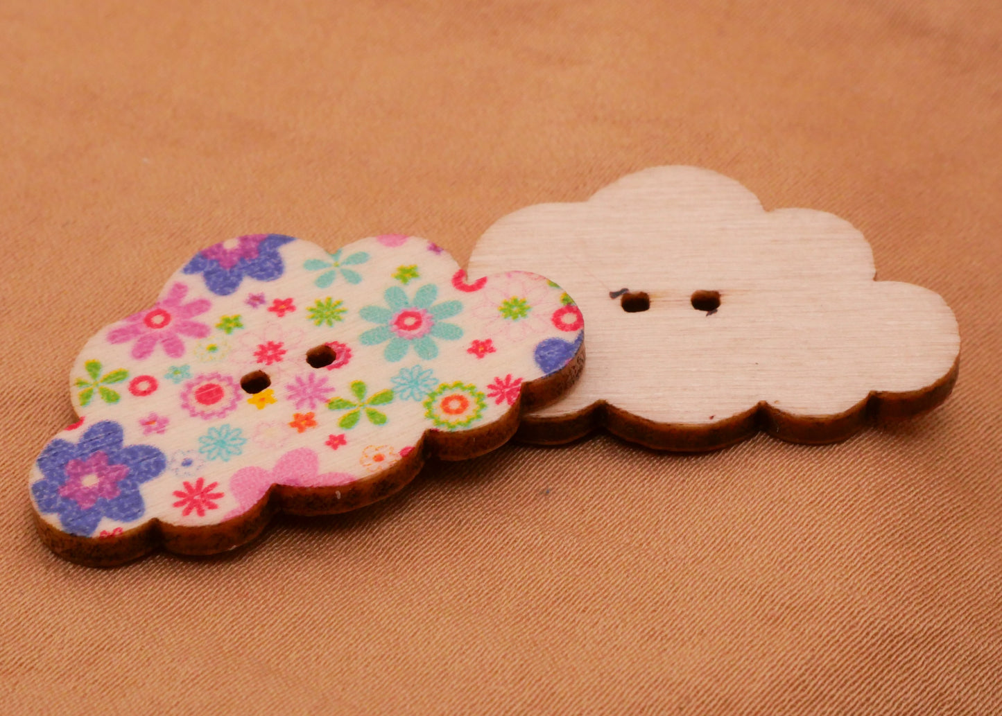 Cloud Pattern Colorful Wood Assorted Set of Ten Buttons 19x30mm