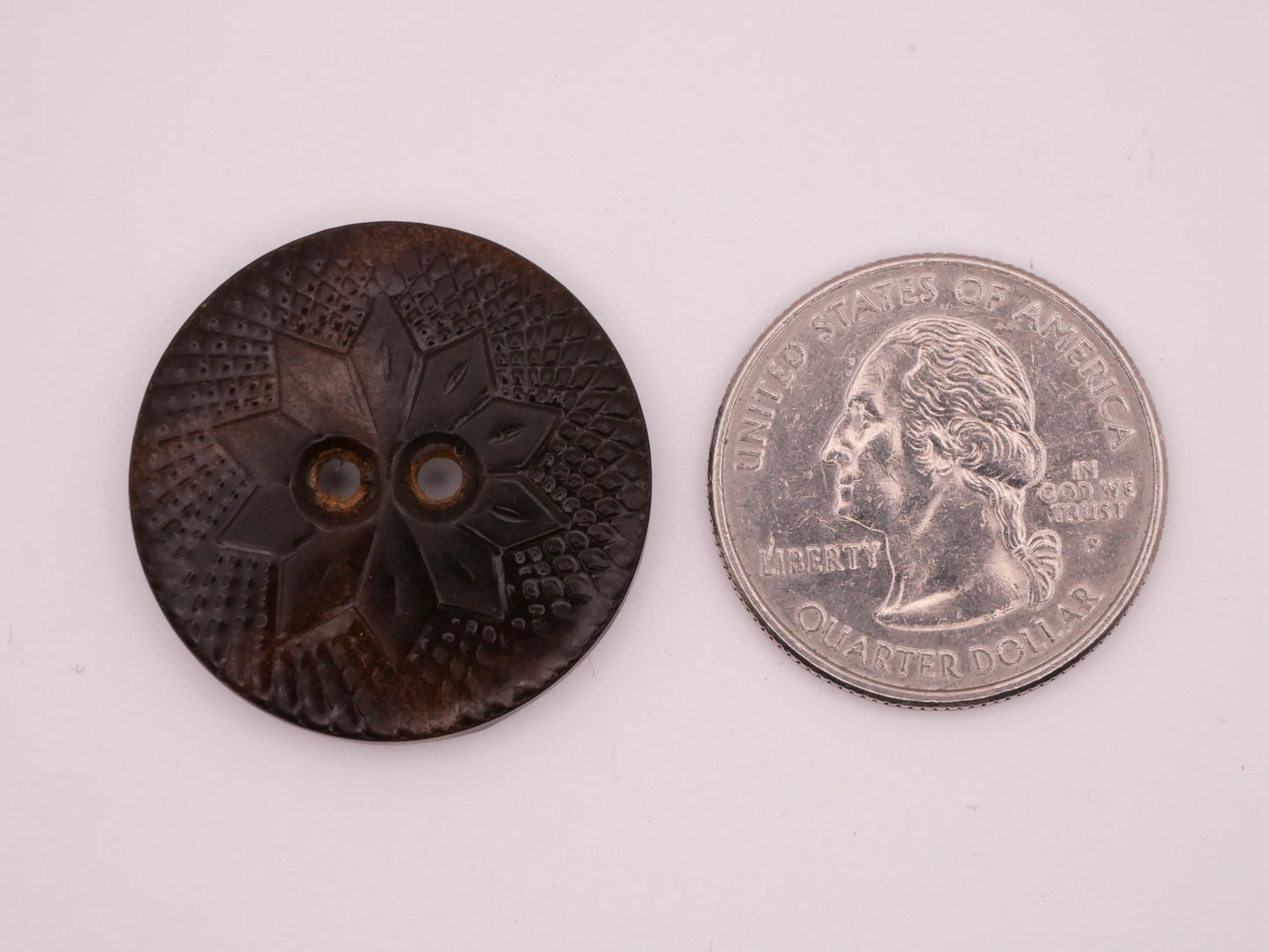 Snowflake Brown Marbled Tight Top Celluloid Early Plastic Button 28mm