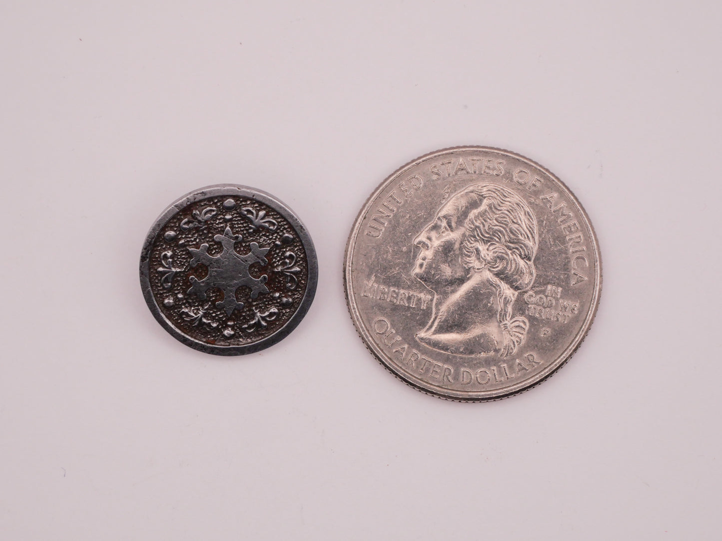 Snowflake Antique Polished Metal Button 16mm
