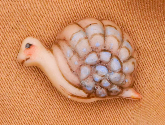 Snail Blue Shell Hand-Painted Porcelain Ceramic Button 13x19mm