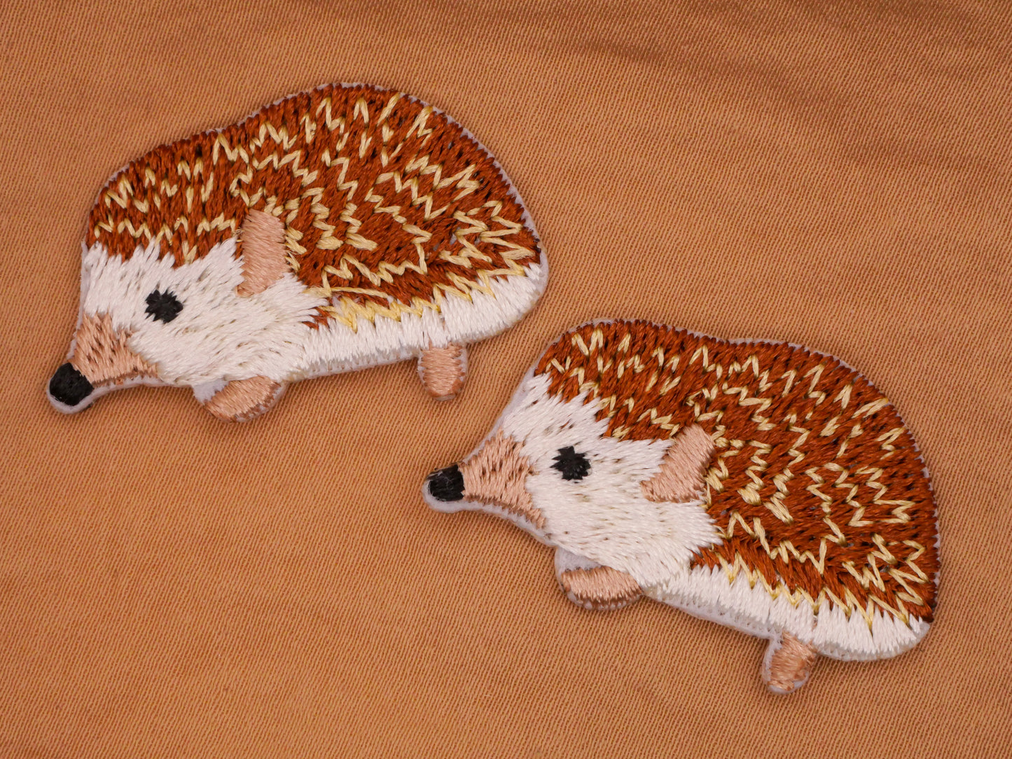 Hedgehog Embroidered Sew-On Pair of Patches Embellishments 23x35mm