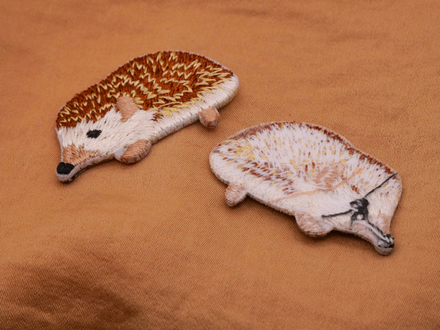 Hedgehog Embroidered Sew-On Pair of Patches Embellishments 23x35mm